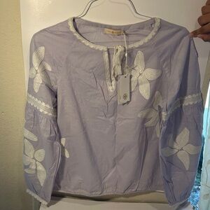 Tory Burch Lilac Blouse with White Floral Design